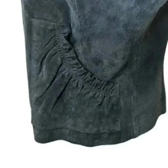 Mark Alan western‎ Leather Suede Biker Front Zip Up Black Vest Women’s Size Larg - Picture 6 of 10